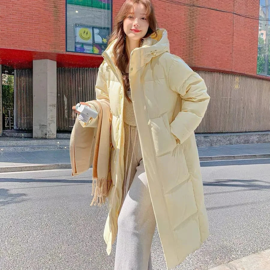 2025 Winter Women Jacket Coats Long Parkas Female Down Cotton Hooded Overcoat Thick Warm Jackets Windproof Casual Student Coat
