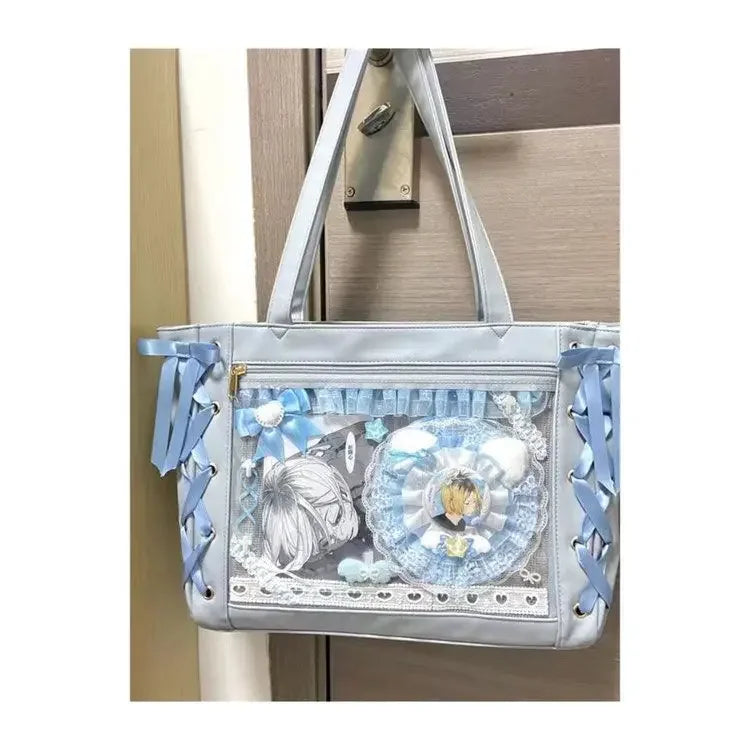 New Y2K Sweet Lolita Pink Ita Bag Women Japanese Transparent Large Capacity Tote Bag Ladies Harajuku Kawaii Handbag Aesthetic
