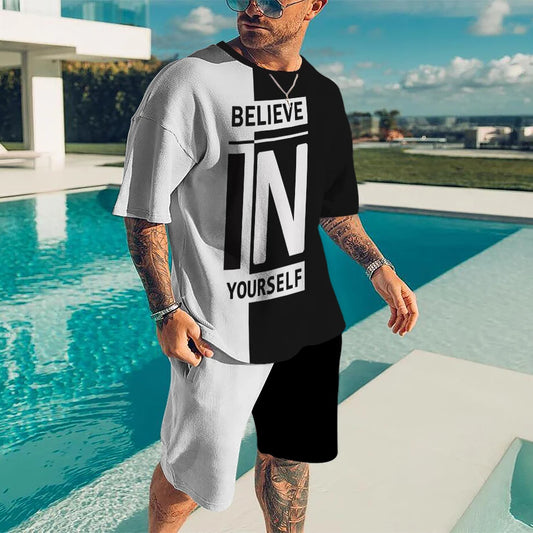 Summer Clothes For Men Vintage Tshirt Shorts 2 Pieces Set Men's Oversized Tracksuit Skull 3D Print Street Men Sets Short Outfits