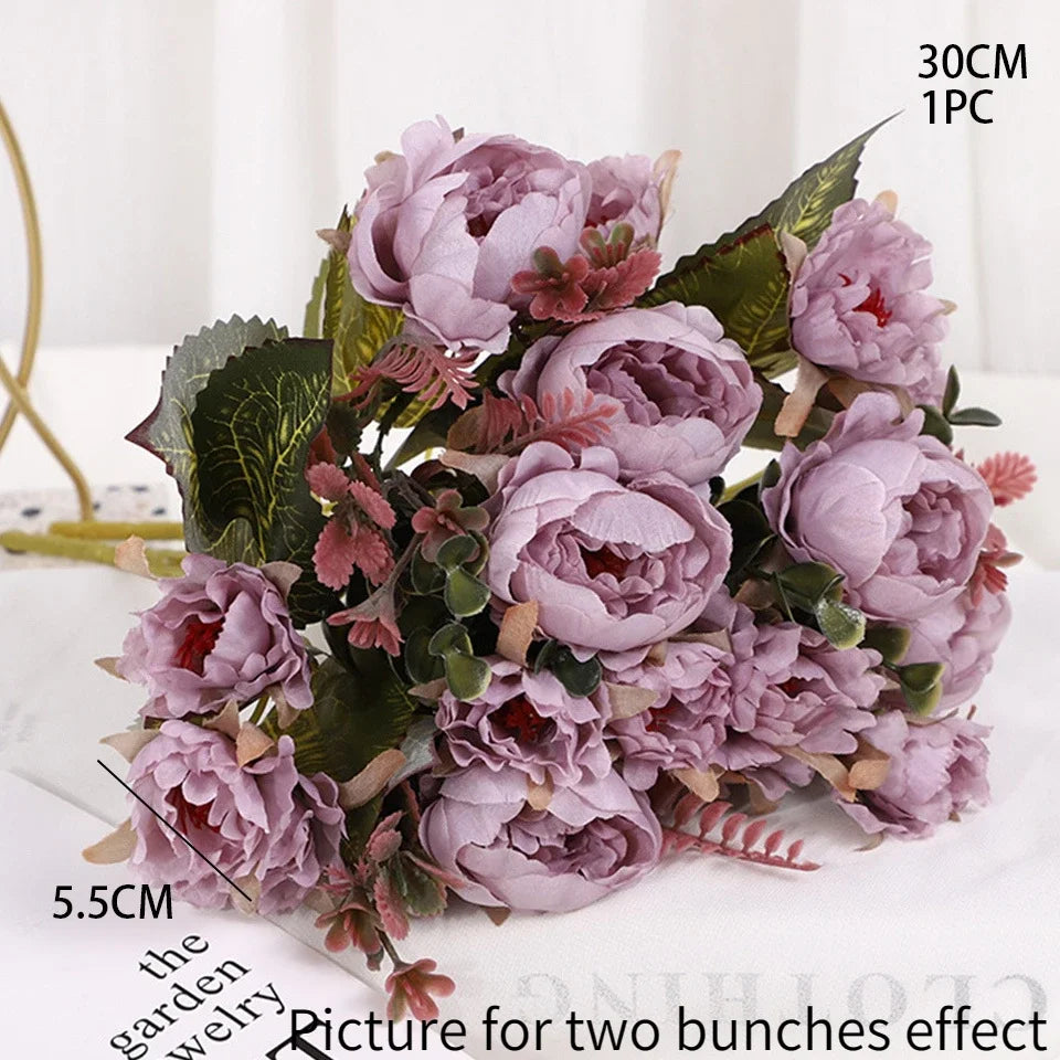 1pcs/30cm Rose Pink Silk Bouquet Peony Artificial Flower  Bride Wedding Home Decoration Artificial Flower Wedding Home Decor