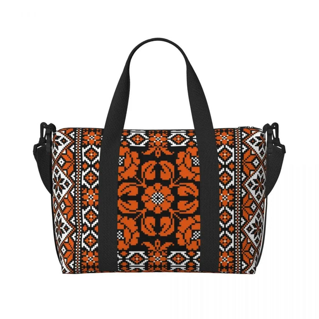Custom Arabic Calligraphy Name With Palestinians Flag Hand Grocery Tote Shopping Bag Women Large Capacity Beach Gym Travel Bags