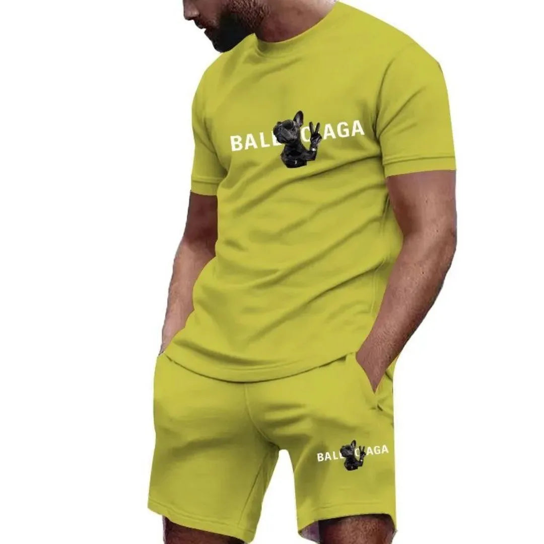 2025 summer new men's short sleeve and shorts T-shirt casual streetwear set summer daily casual 3d sports new series