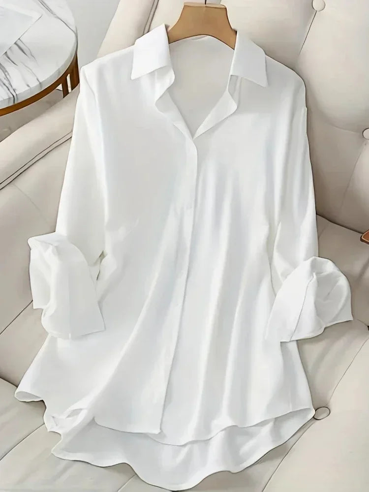 Plus Size Women's Shirt 2025 Summer New Casual Loose Fashion Top Hot Sweet Elegant Travel Essential Blouse Single-breasted Lapel