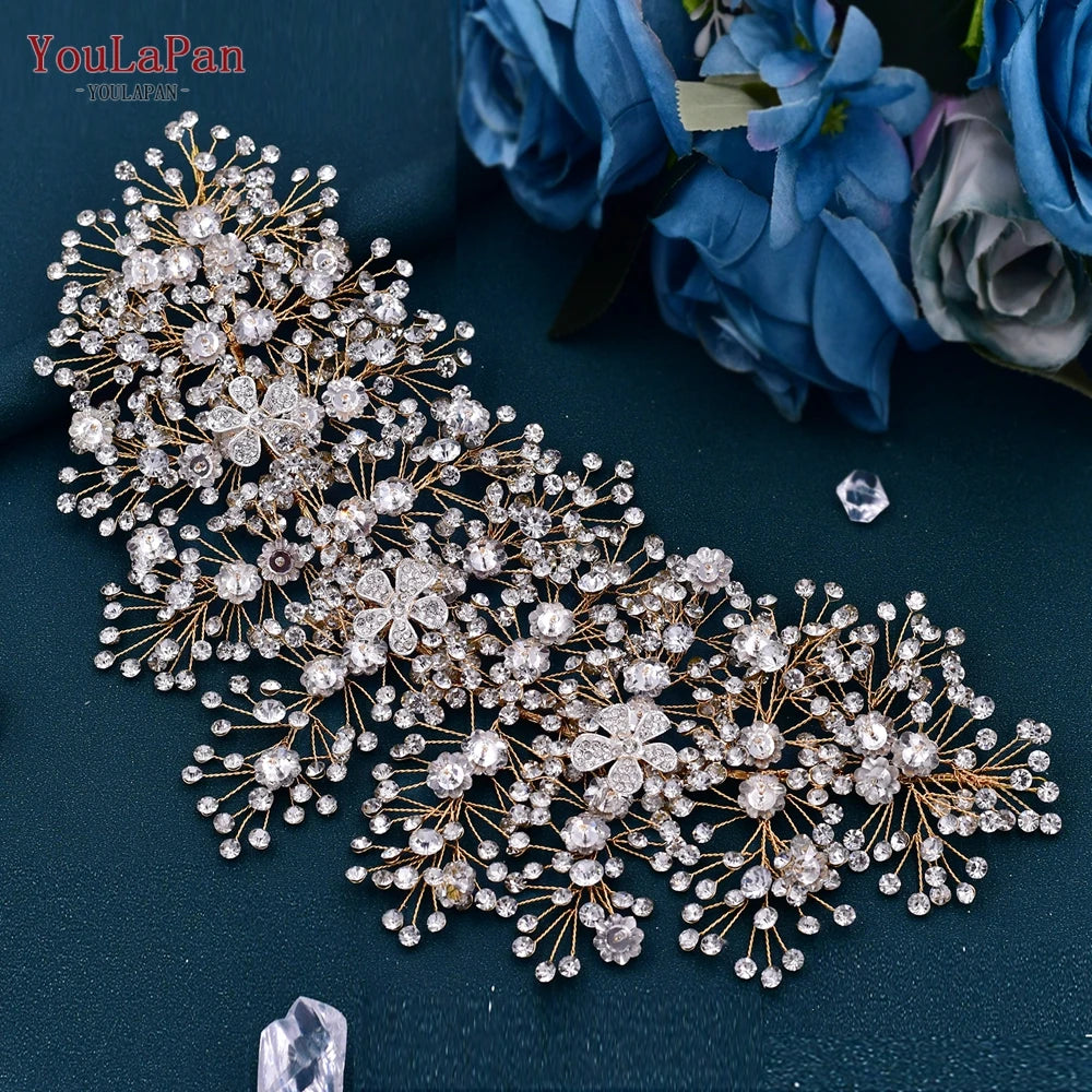 YouLaPan Luxury Women Belts Bling Rhinestone Accessories For Wedding Brides Alloy Flower Belts For Bridesmaid Dresses Sash SH240