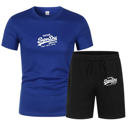 Men's summer sportswear tops, T-shirts, sports shorts, 2025 new T-shirt sets, quick-drying clothes