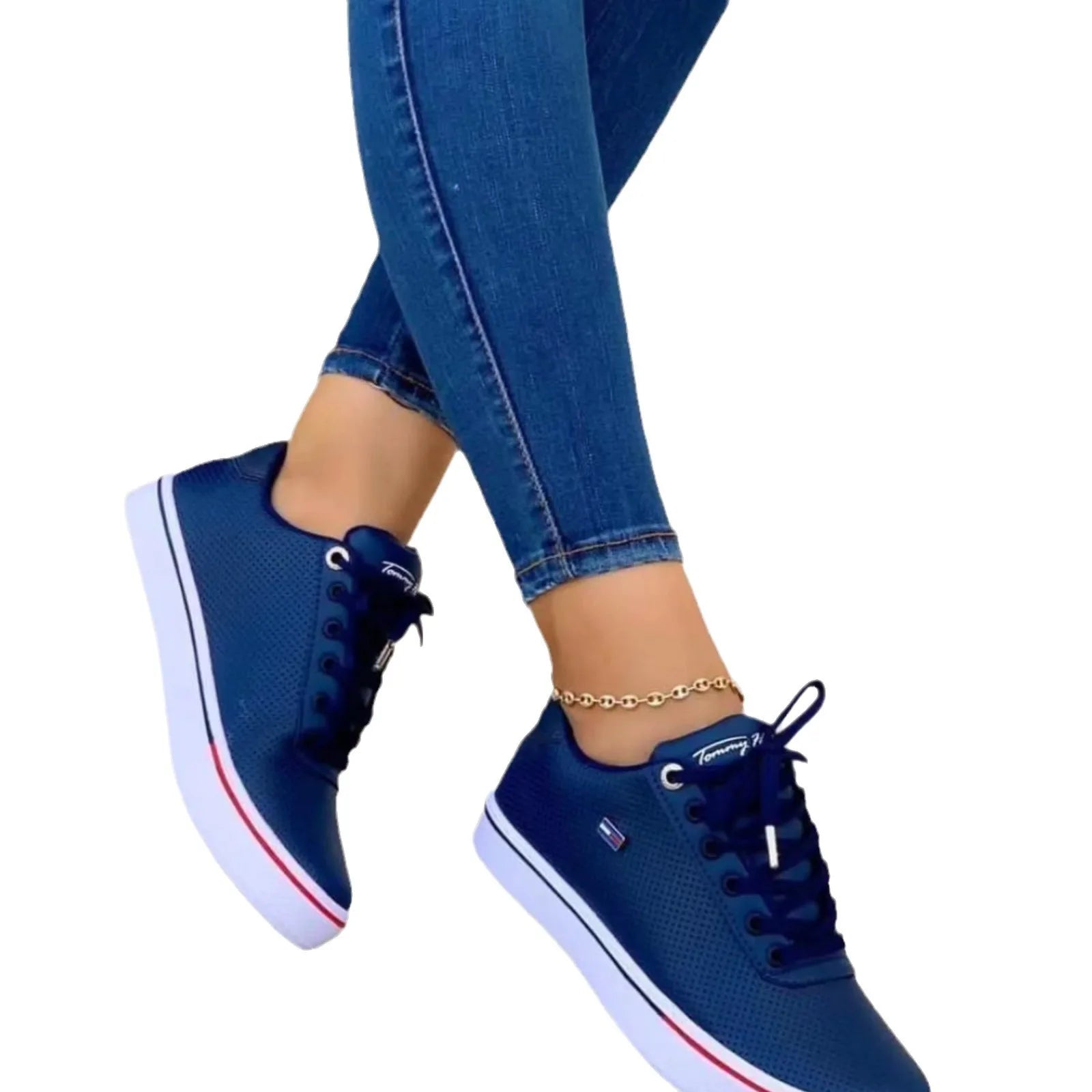 Sports Shoes for Women2024new Flat-soled Casual Sports Shoes Autumn Fashion Trend Lace-up Sports Luxury Solid Color Womens Shoes