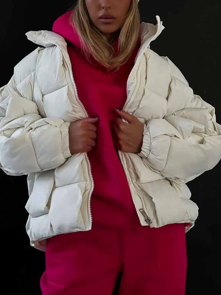 Winter Jackets for Women 2025 Thick Warm Loose Fashion Quilted Jacket Women Interchange Design High Street Green Winter Coat