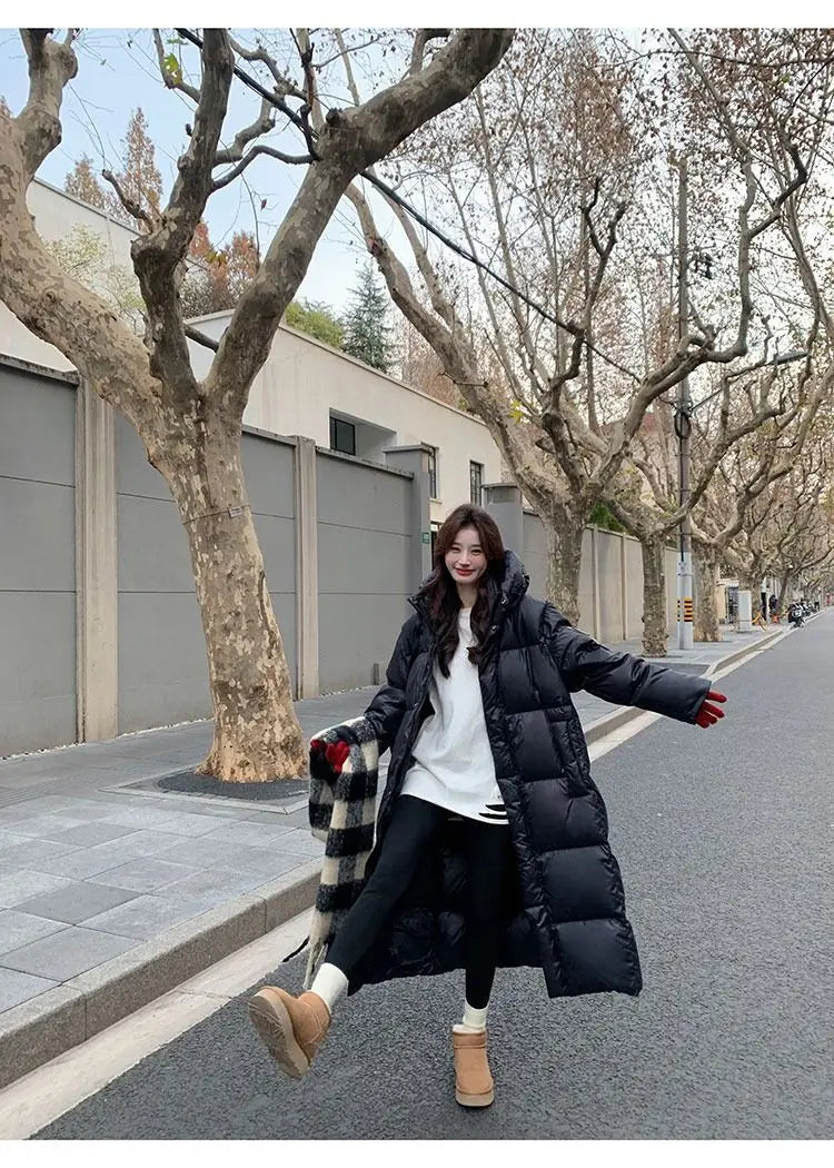 Winter Women Clothing Warm Long Parka Thick Over-the-knee Puffer Jacket Zipper Black Cotton-padded Coats Windproof Jackets New