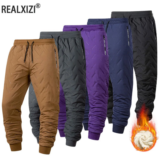 Winter Sweatwear Men's Plush Thick Fleece Sweatpant Lambswool Thermal Trousers Casual Pants Waterproof Windproof Warm Pants