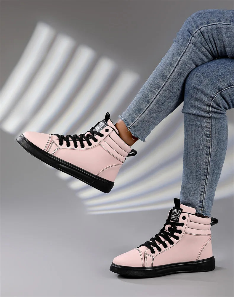 2025 Spring Fashion Red Men's Sneakers High Top Skateboarding Shoes for Men Women Comfortable Unisex Leather Sneakers Size 35-46