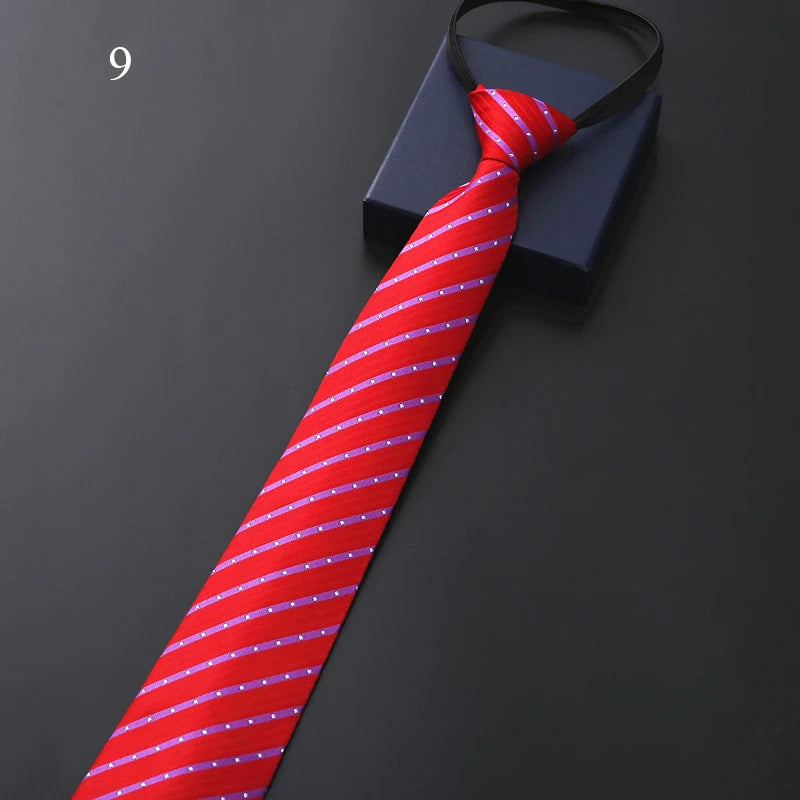 Lazy Zipper Jacquard Men's Tie Business Formal Wear Black Cravat Necktie Accessory Wedding Party Gift Fashion Daily Wear 48x8CM