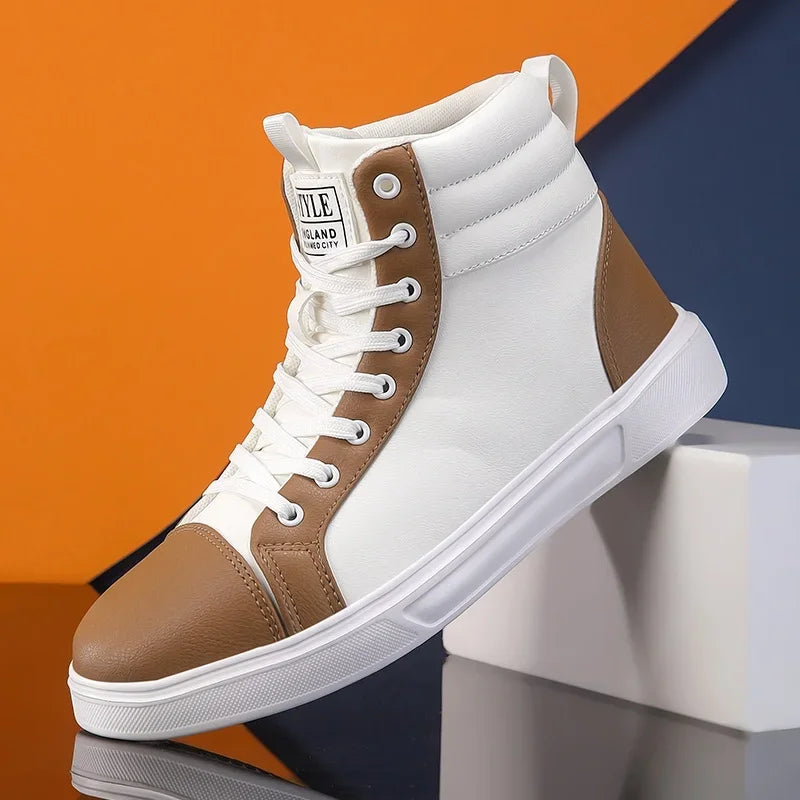 2025 Spring Fashion Red Men's Sneakers High Top Skateboarding Shoes for Men Women Comfortable Unisex Leather Sneakers Size 35-46