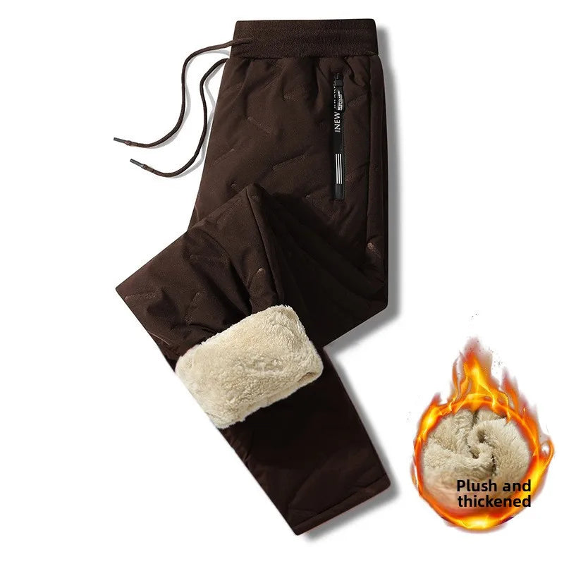 Winter Sweatwear Men Plush Thick Fleece Sweatpant Lambswool Thermal Trousers Casual Pants Waterproof Windproof Warm Cotton Pants
