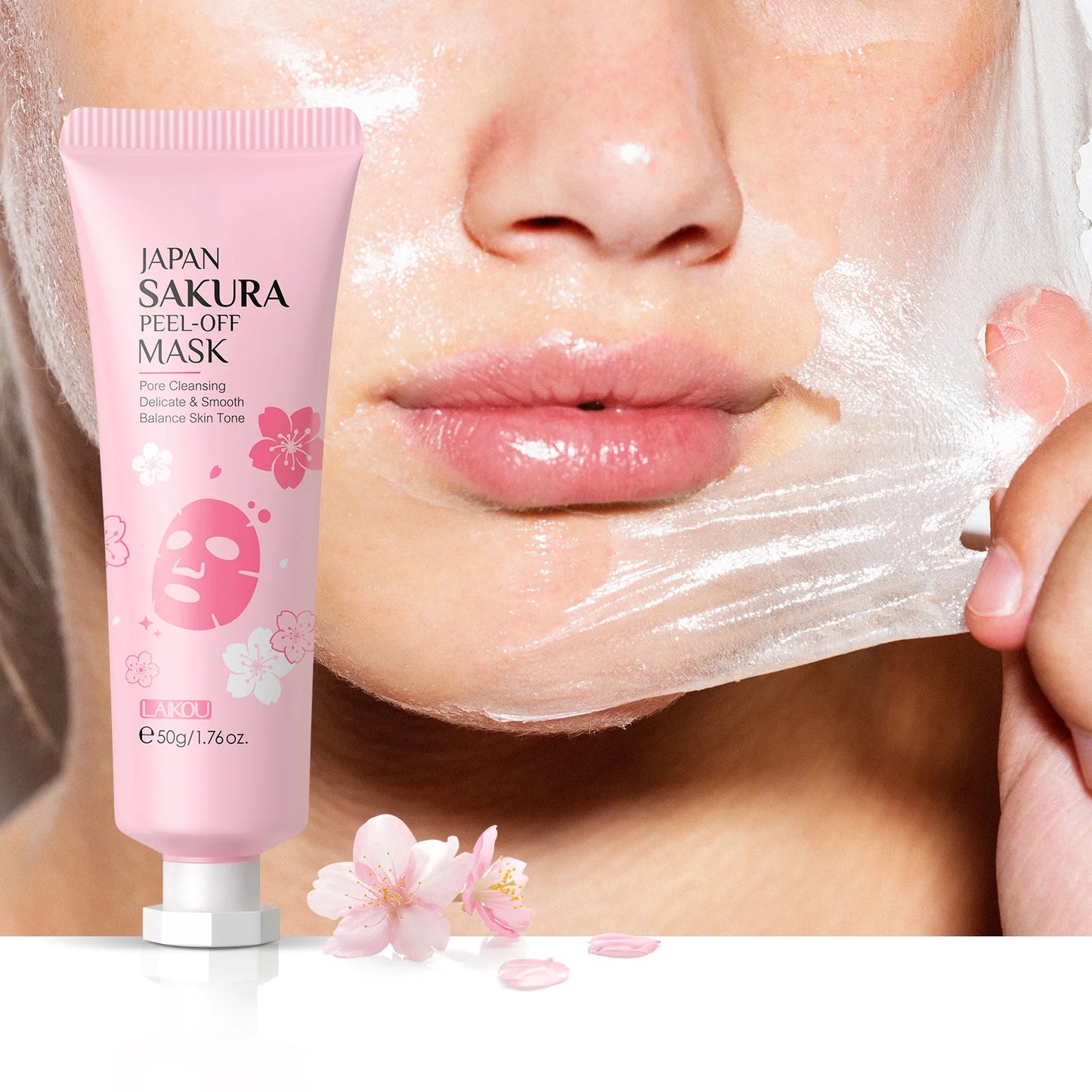 SAKURA  Skincare Set Complete Facial Care Including Eye Cream, Cleanser, Facial Oil, Lip Mask, PeelOff Mask Moisturizing For ALL