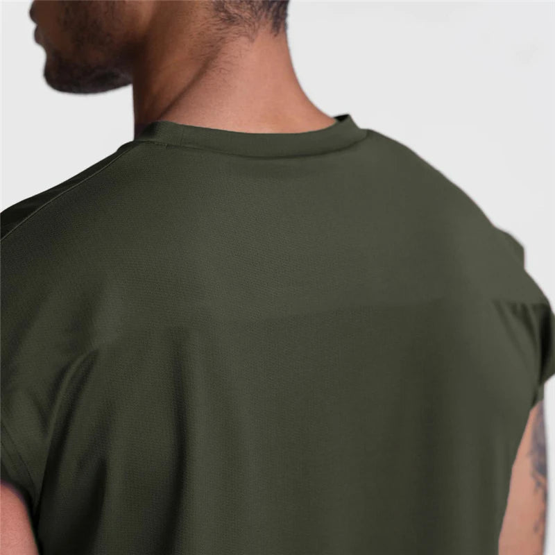 Summer Fashion Fitness Tank Top Men Sports Vest Gym Clothing Bodybuilding Muscle Exercise Running Quick Dry Sleeveless T-Shirt