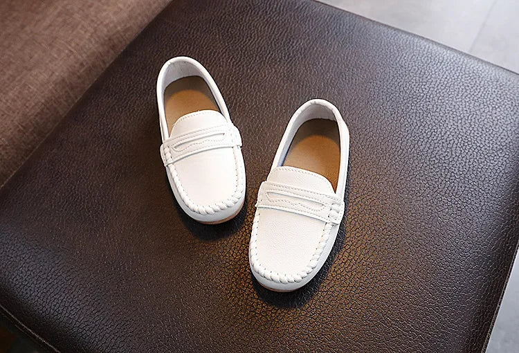 2025 Boys' Slip-On Oxford Loafers Spring Autumn Soft PU Leather Toddler Shoes Black White School Uniform Shoes for Kids