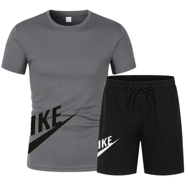 2025 Summer Sports Men's Suit Running 3d Printed Top Casual T-shirt + Shorts 2-piece Jogging Breathable Quick-drying Clothing
