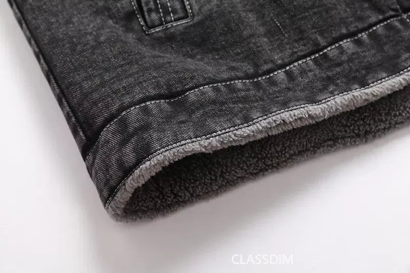 Men Winter Black Denim Jackets Fleece Warm Coats Good Quality Male Casual Winter Jackets Outwear Casual Coats Winter Clothes 4XL