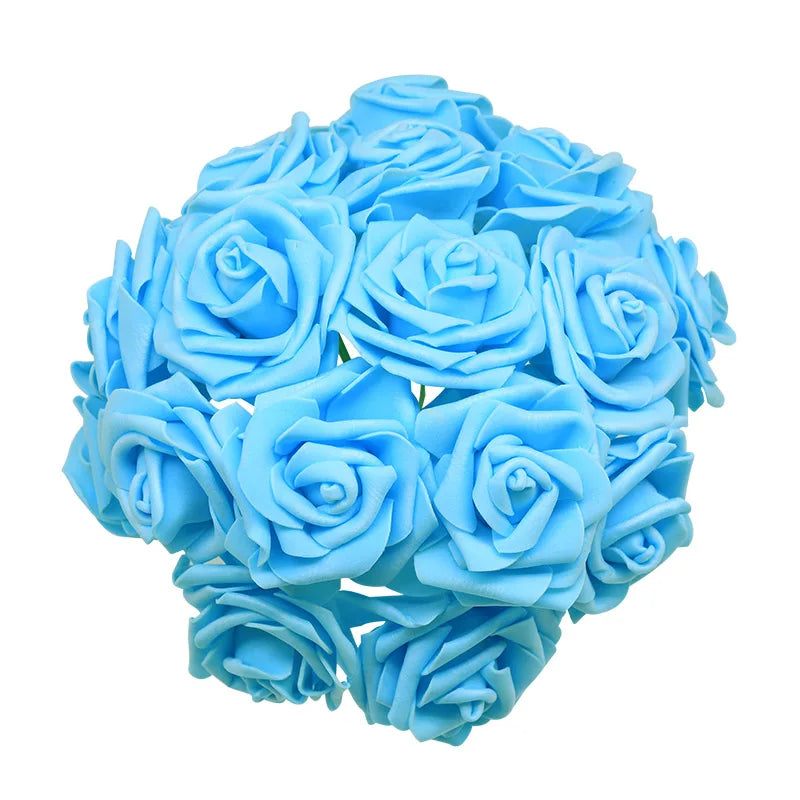 24Pcs/lot Artificial Rose Bouquet Decorative Foam Rose Flowers Bride Bouquets for Wedding Home Party Decoration Wedding Supplies
