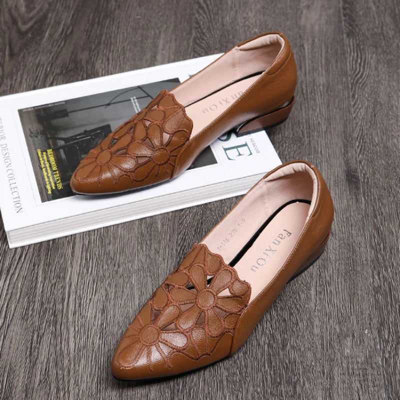 Mid Heel Casual Shoes for Women Heels Wedding Hollow Out Black Square Heel Formal Shoes Work Lady Fall Zapatilla Mujer 2023