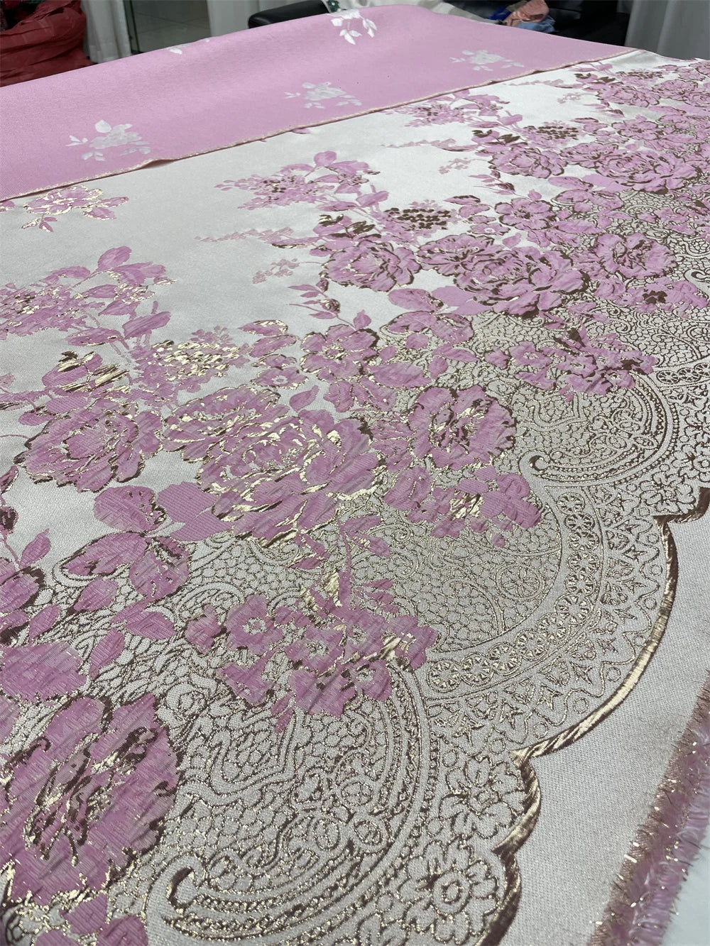 New Arrival African Brocade Lace Fabric Jacquard Organza Fabric High Quality Damask Jacquard for Wedding Evening Dresses 5yards