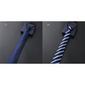 Elegant Blue Black Striped Men Shirt Business Dress Zipper Neck Lazy Ties Vestisens Accessories Wedding Groom