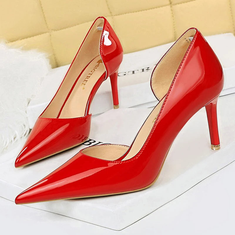 BIGTREE Shoes Patent Leather Heels 2025 Fashion Woman Pumps Stiletto Women Shoes Sexy Party Shoes Women High Heels 12 Colour