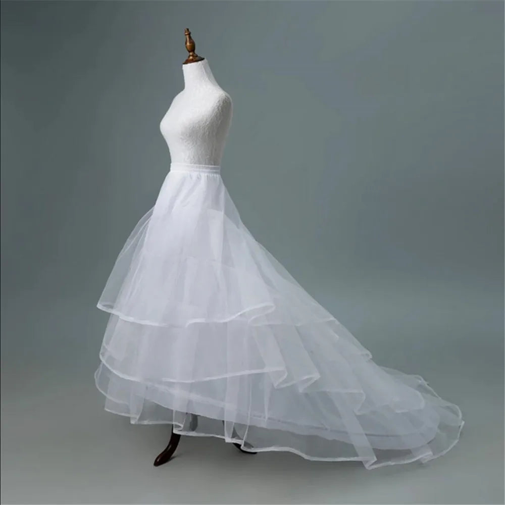 High Quality White 3 Hoops A- Line Petticoat Crinoline Slip Underskirt For Ball Gown Wedding Dress