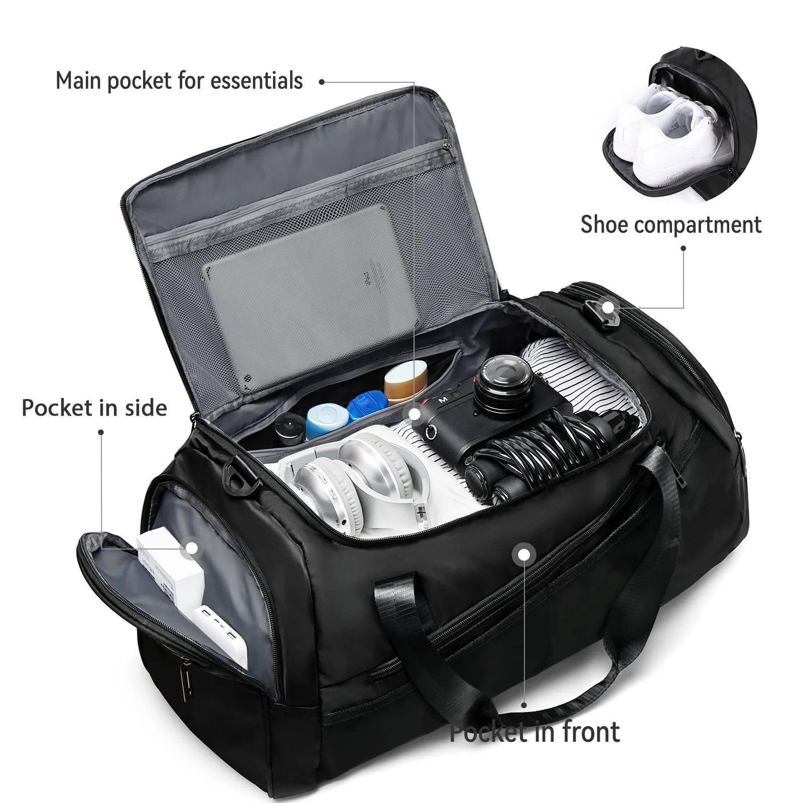 Trendy Large Capacity Short Distance Travel Bag, Portable Dry Wet Separation Sports Backpack Gym Yoga Shoulder Bag, Storage Bag