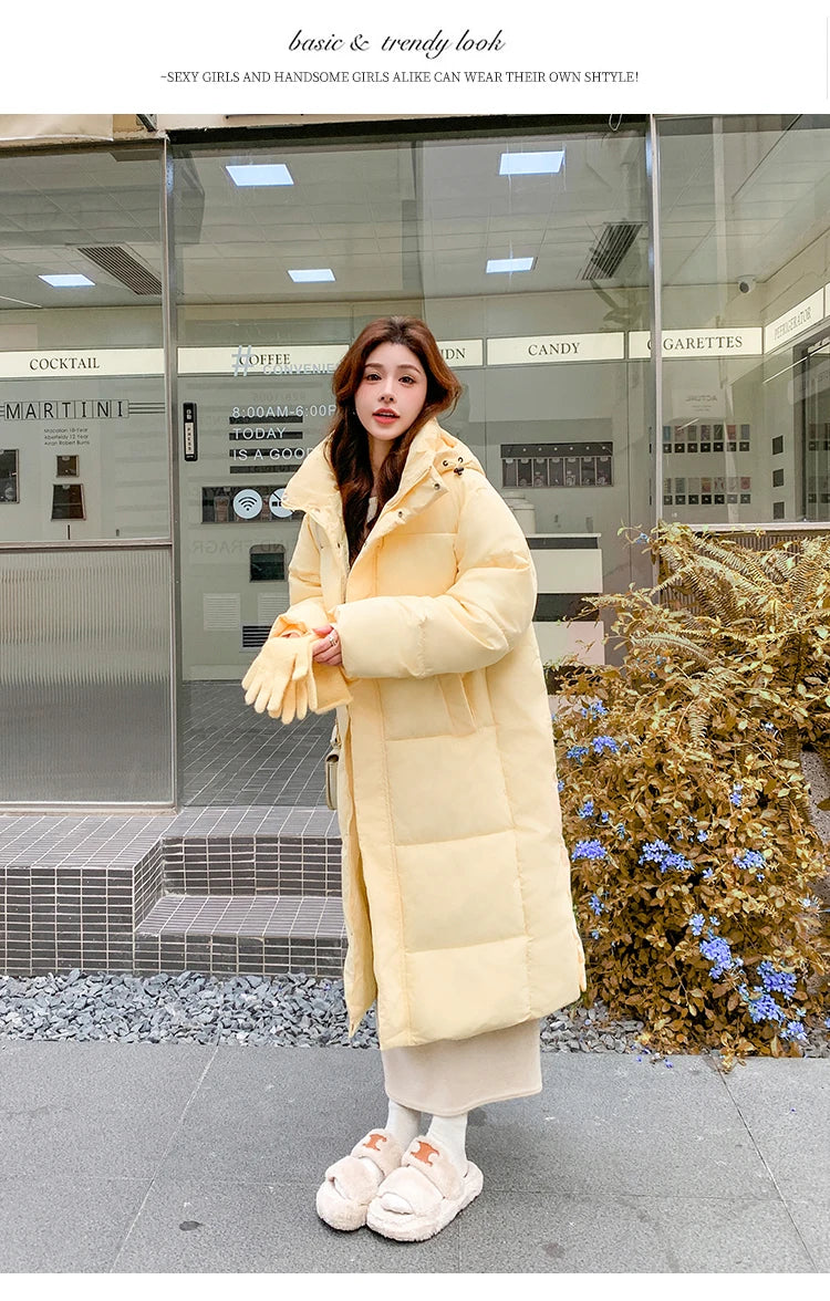 2025 Winter Women Jacket Coats Long Parkas Female Down Cotton Hooded Overcoat Thick Warm Jackets Windproof Casual Student Coat