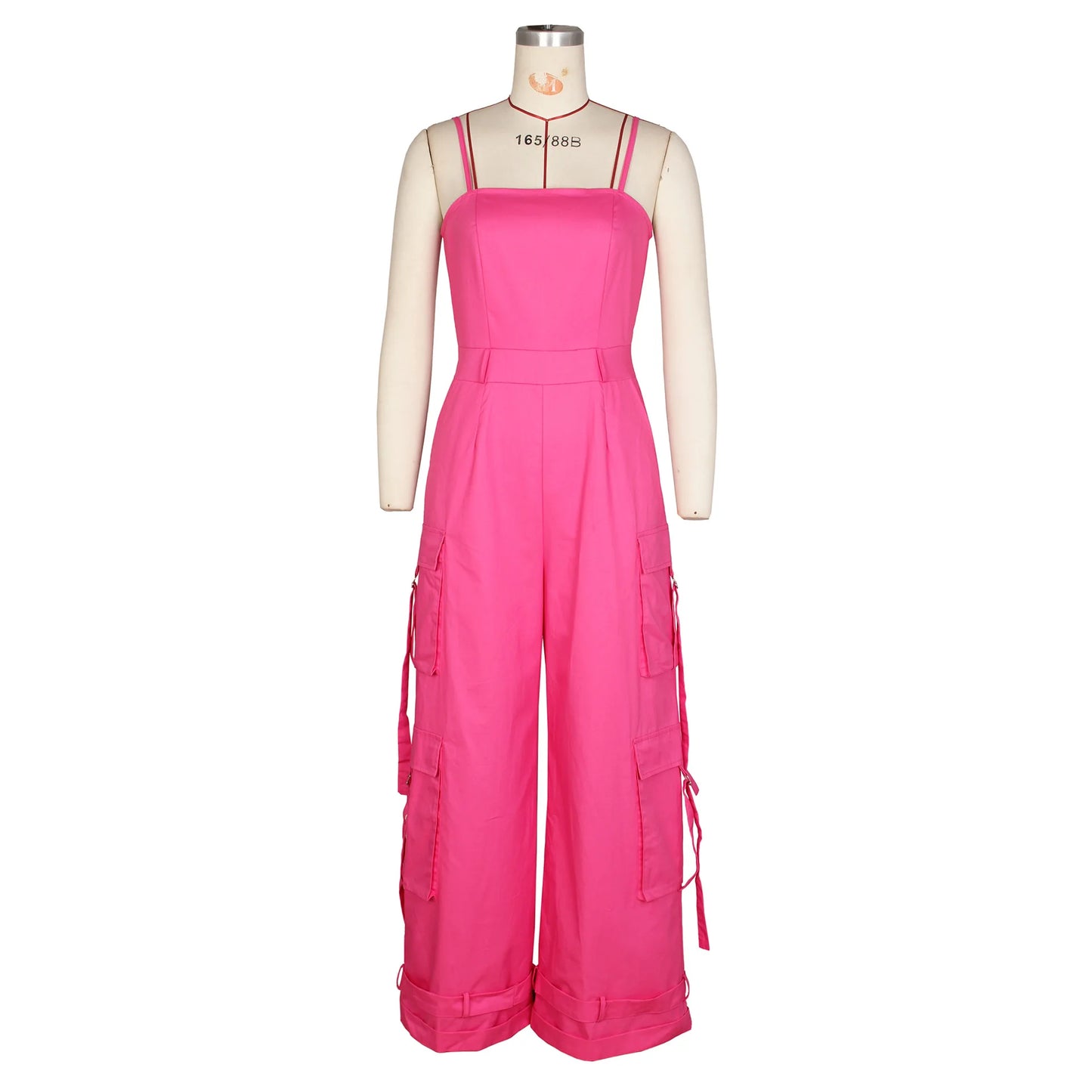 Women's Clothing 2025 Spring Summer New Sexy Sleeveless Solid Color Casual Multi Pocket Workwear Jumpsuit Wide Leg Pants