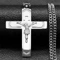 Christian Bible Stainless Steel Jesus Cross Long Necklace Men/Women Necklace Pendant Religious Jewelry acero inoxidable N6193S05