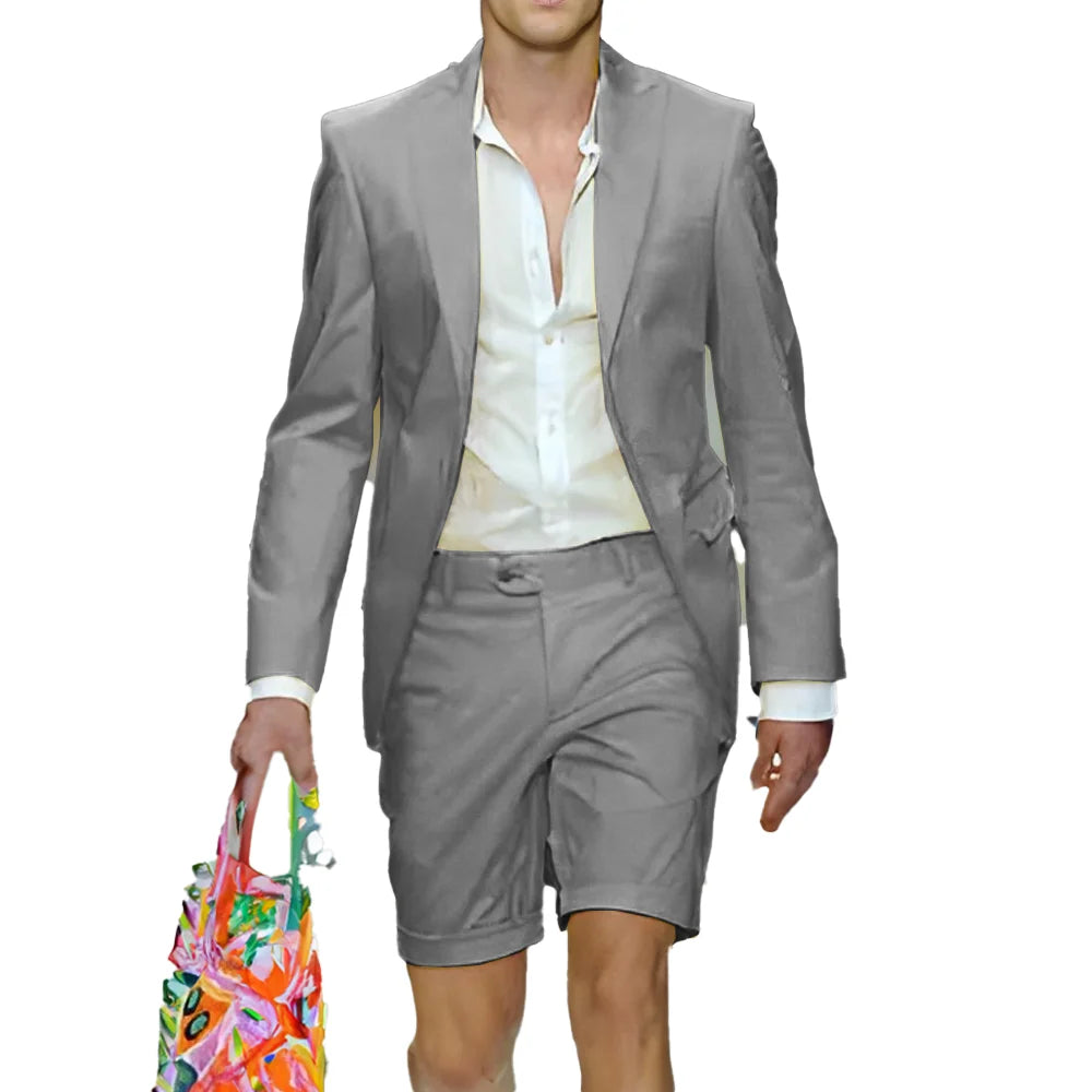 Fashion Yellow Suit for Mens Summer Jacket Shorts Suit 2 Piece Set Wedding Groom Tuxedo Formal Blazer Customized
