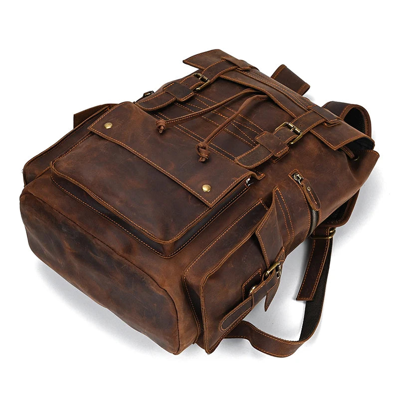 2025 New Arrivals Leather Backpack For Men Male Genuine Leather Laptop Travel Backpack 17 Inch Daypack Shoold Bag Men Male Large