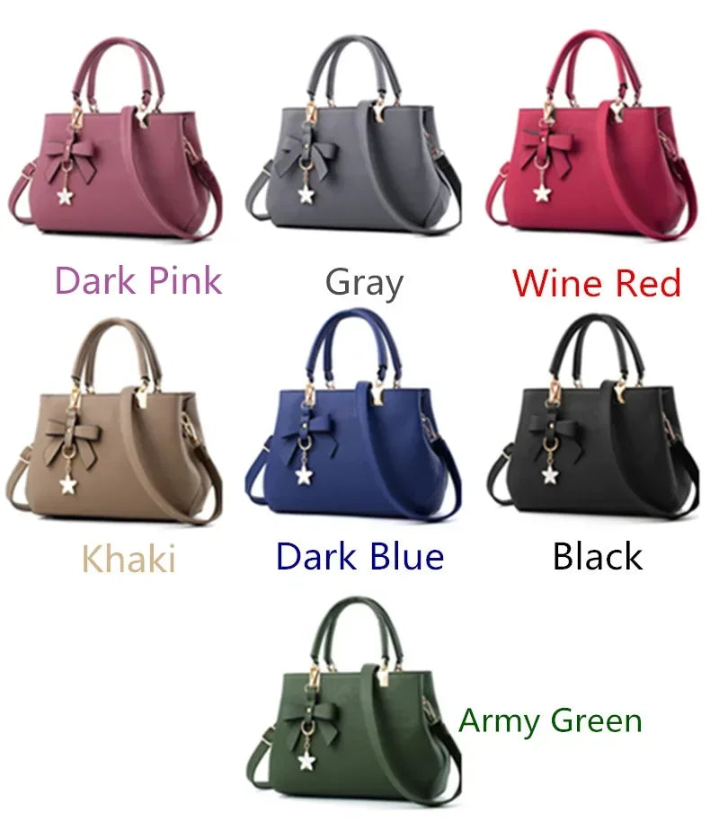 Women Messenger Bags With Flower Pendant Office Ladies Fashion Totes Pure Handbag For Female New Crossbody Shoulder Bags