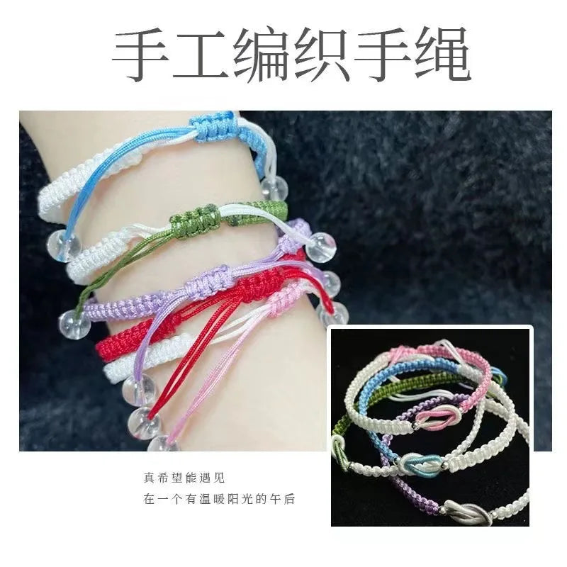 Love Knot Rope Braided Bracelet 'Always Together' Casual Adjustable String Handmade Matching Gift for Her Couple Teens Girls Boy