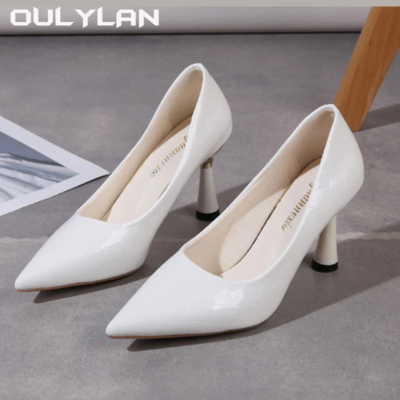 Fashion Oversize Shoes Plaid Classic Casual High Heels New Pattern Embossed In Autumn and Winter 2024 Pumps Women Shoes