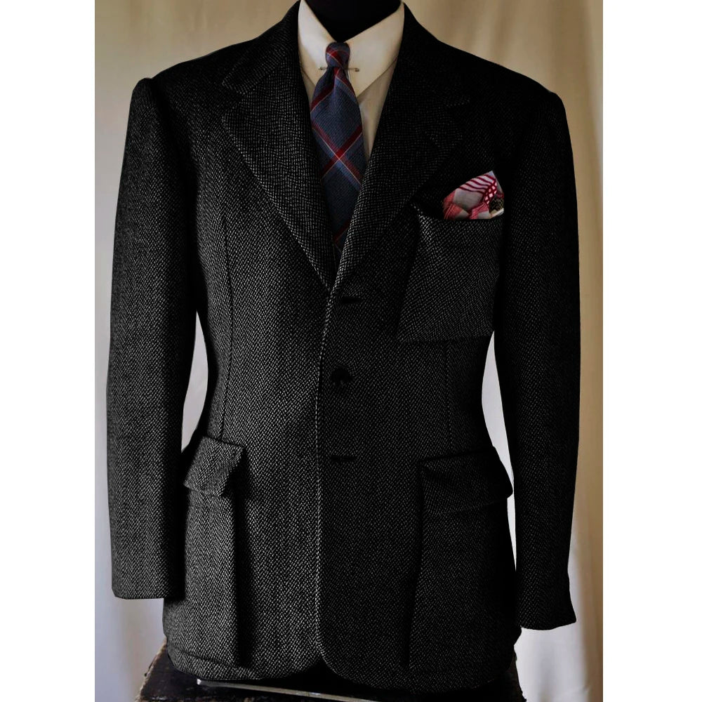 Jackets Man Winter Men's Winter Men's Herringbone Pattern New Jacket Single Breasted Casual High Quality Jacket Outerwear Autumn