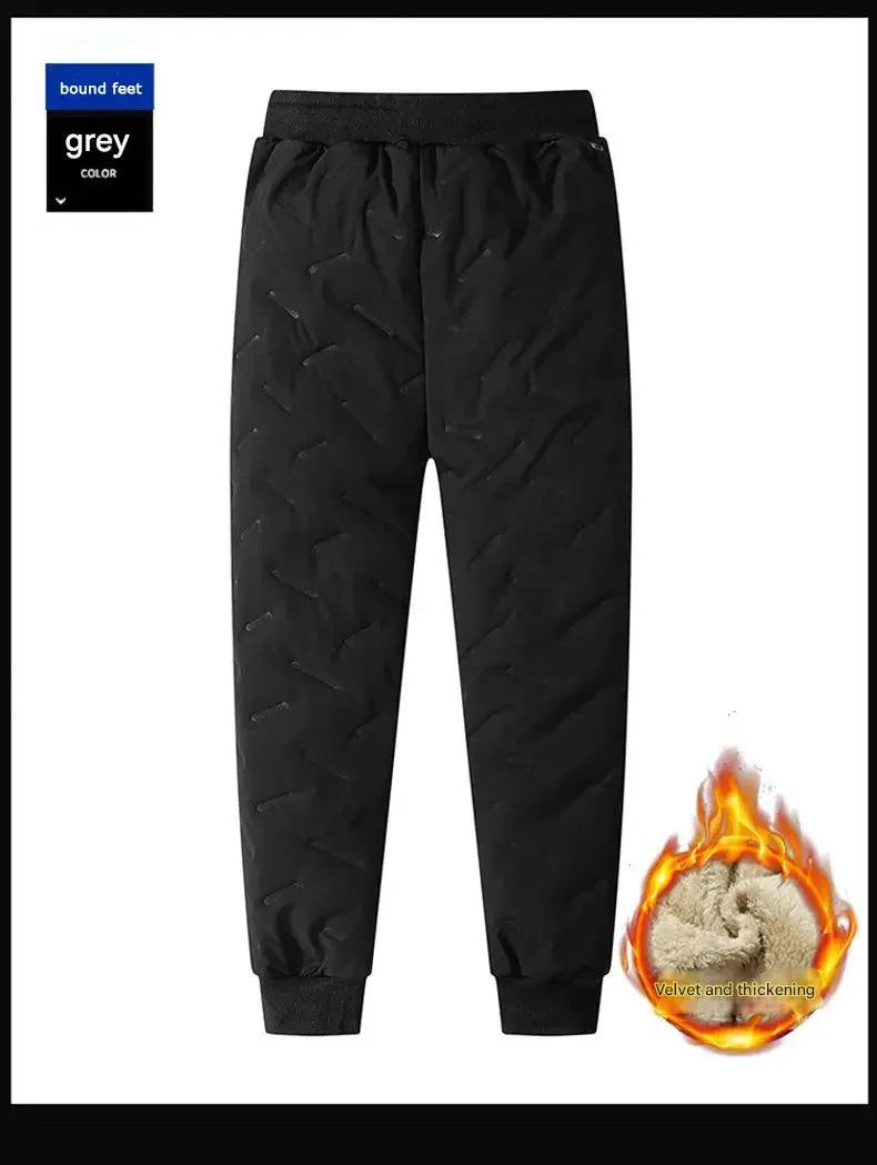 Winter Sweatwear Men Plush Thick Fleece Sweatpant Lambswool Thermal Trousers Casual Pants Waterproof Windproof Warm Cotton Pants