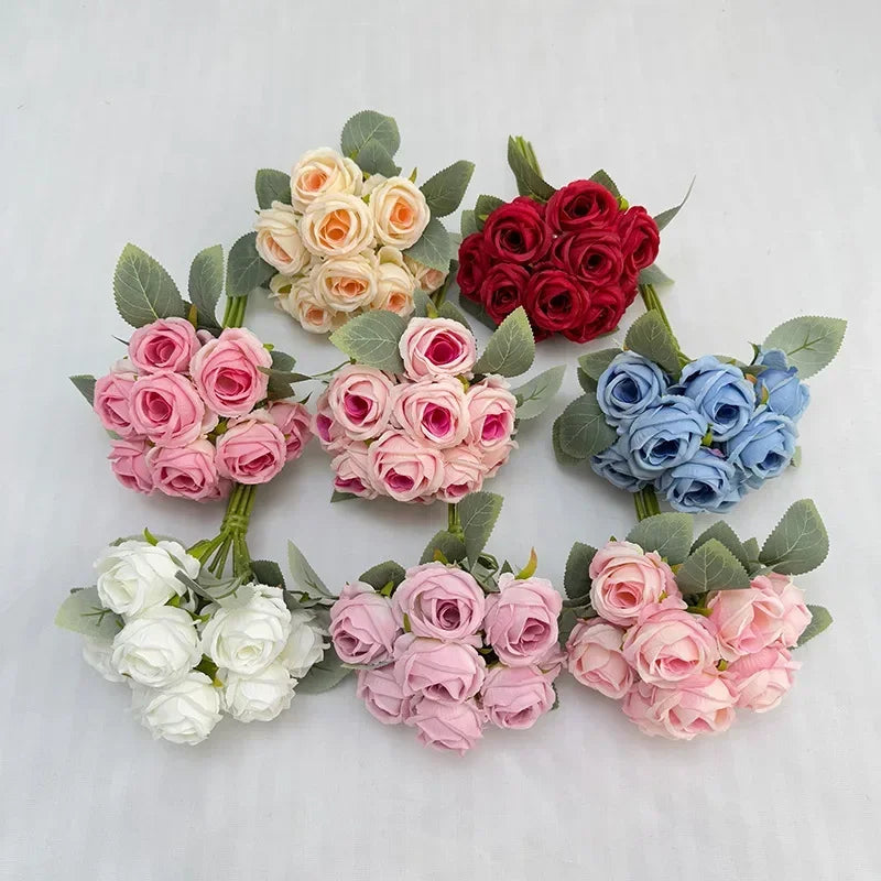 Wedding Bride Pink Roses Bouquet Artificial Flowers Auditorium Decoration Simulation Rose White Fake Flower Cafe Decortive