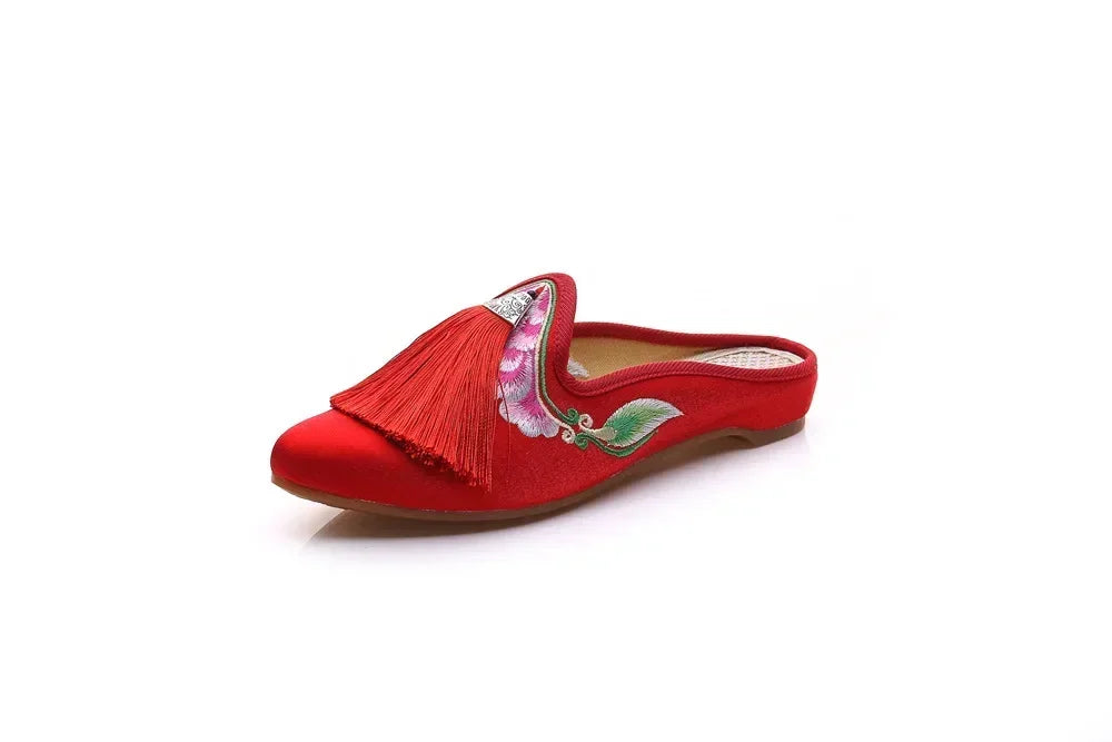 Summer Harajuku Chinese Style Women's Slippers Casual Vintage Embroidery Women Shoes Ethnic Style Fashion Streetwear Sandales