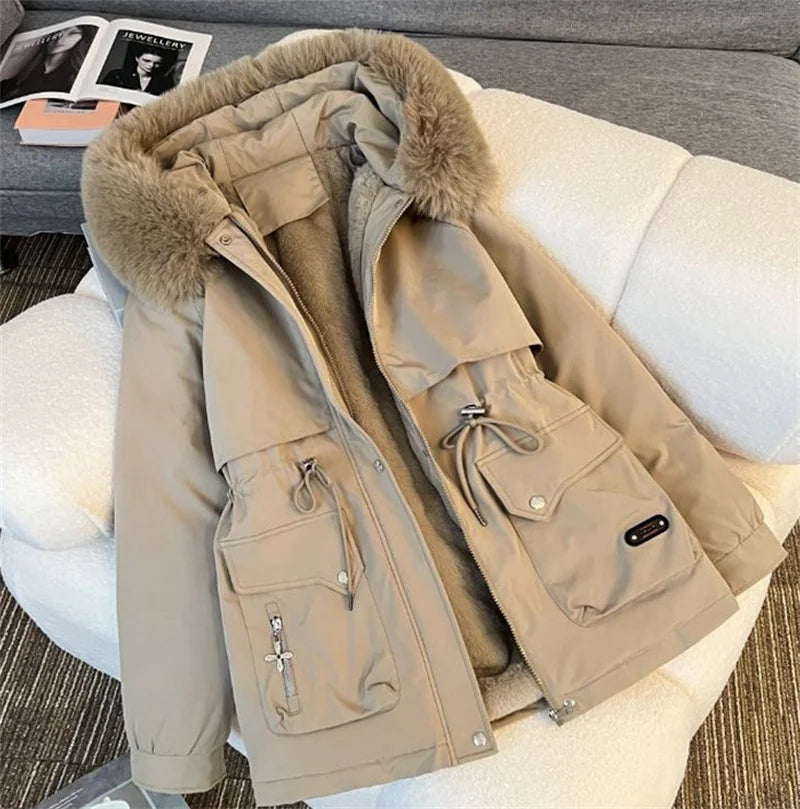 Winter Parkas Jacket Women 2025 New Fashion Korean Loose Hooded Thick Warm Casual Cotton Padded Coat Female Overcoat Casual Tops