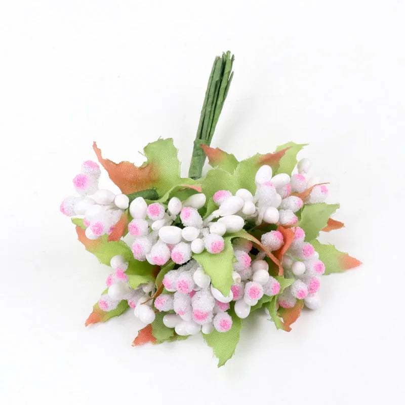 12pcs pearl Berry Artificial Stamen Flower For Wedding Home Decoration Pistil DIY wreath Scrapbooking Craft Fake Flowers