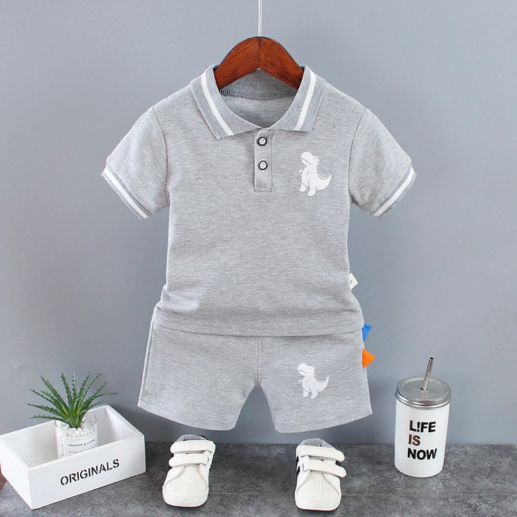 New Baby Boy Clothes Suits Summer Baby Clothes Set Print Dinosaur T-shirts+Pant 2pcs/Suit Infant Outfits Kids Girls Clothes Sets