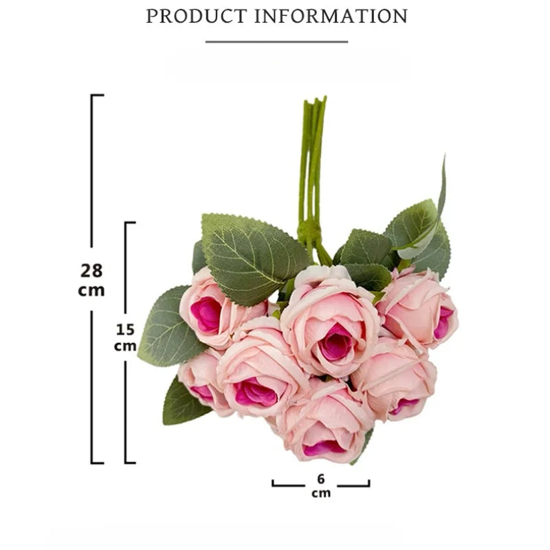 Wedding Bride Pink Roses Bouquet Artificial Flowers Auditorium Decoration Simulation Rose White Fake Flower Cafe Decortive