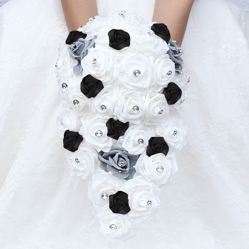 Waterfall New Wedding Bouquets for Bride and Bridesmaid  Rose Rhinestones Hand Flower Party Wedding Decoration