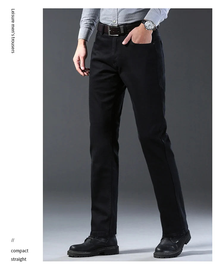 2024 New high-quality Fashion Casual Cotton Business Black  Denim Pants Male Trousers Men's Stretch Regular Fit Jeans