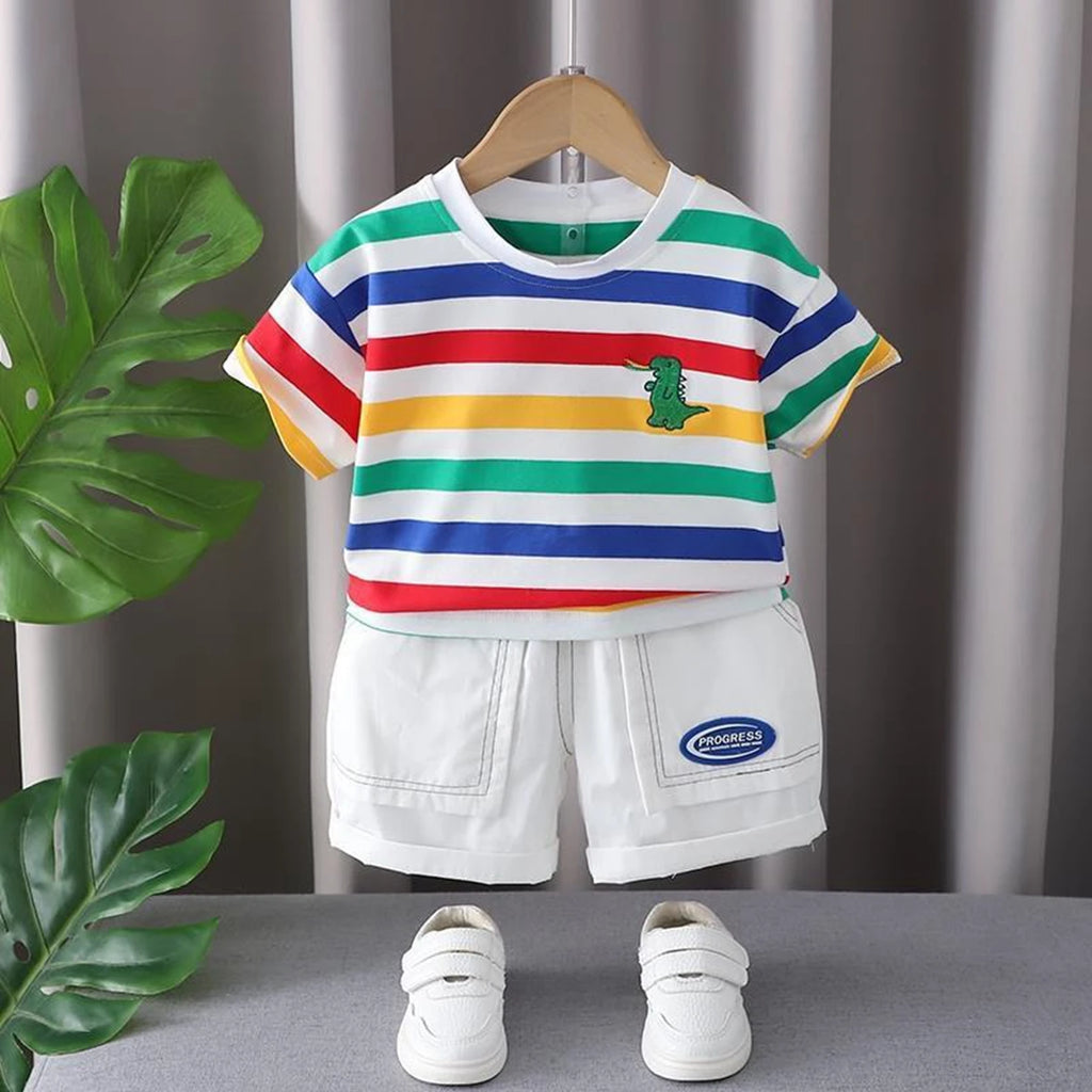 New Baby Boy Clothes Suits Summer Baby Clothes Set Print Dinosaur T-shirts+Pant 2pcs/Suit Infant Outfits Kids Girls Clothes Sets