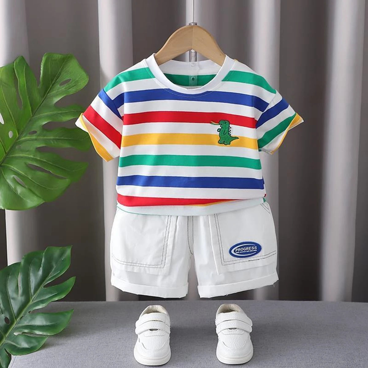 New Baby Boy Clothes Suits Summer Baby Clothes Set Print Dinosaur T-shirts+Pant 2pcs/Suit Infant Outfits Kids Girls Clothes Sets
