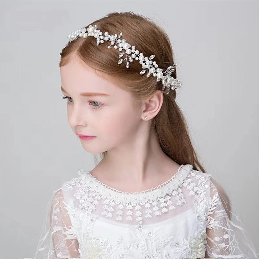 Pearl Rhinestone White Flower Headband Women Wedding Hair Accessories For Women Bride Tiara Headband Hair Jewelry Hairband